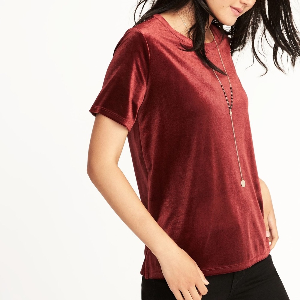 Old Navy Burgundy Velvet Short Sleeve